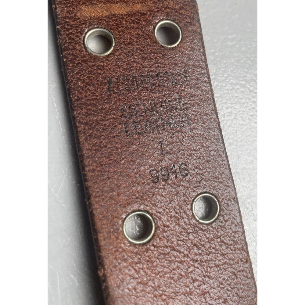 Aeropostale Studded Brown Leather Double Prong 9916 Belt Size L - Picture 3 of 13